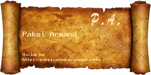 Paksi Armand névjegykártya
